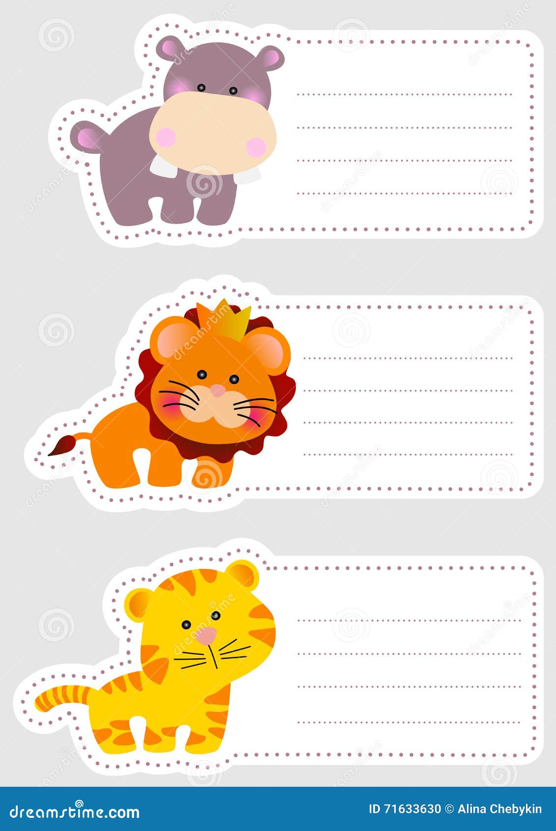 Kids Name Tags With Cute Animals Stock Vector Illustration Of Nature Cute 71633630