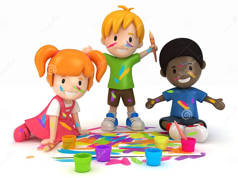 Kids Painting stock illustration. Illustration of preschooler - 20787724