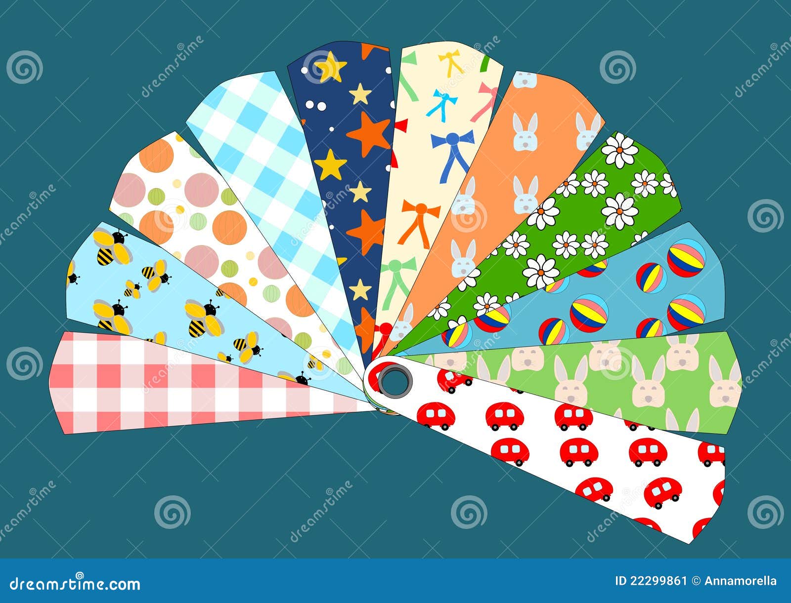 Kids patterns chart. Illustration of a color fan chart with kids patterns