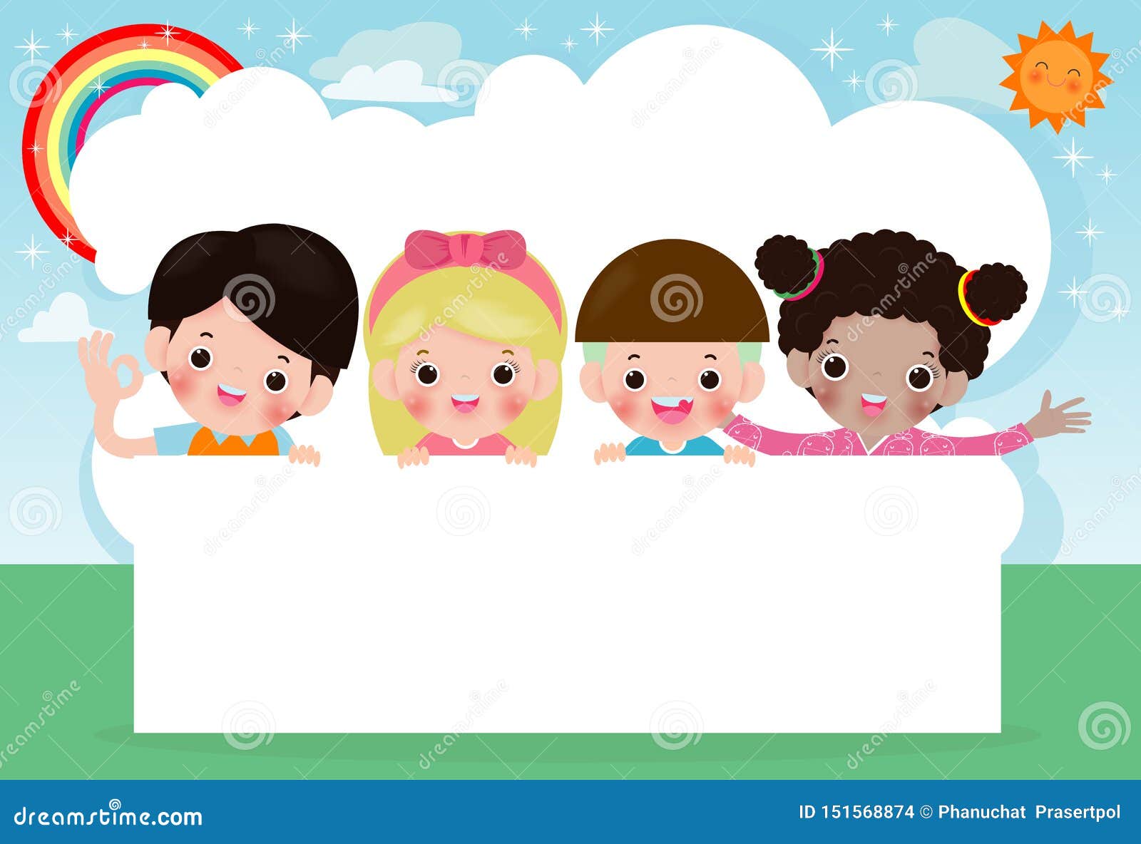 Kids Peeping Behind Placard, Happy Children, Cute Little Kids on White  Background,Vector Illustration Stock Vector - Illustration of childhood,  birthday: 151568874