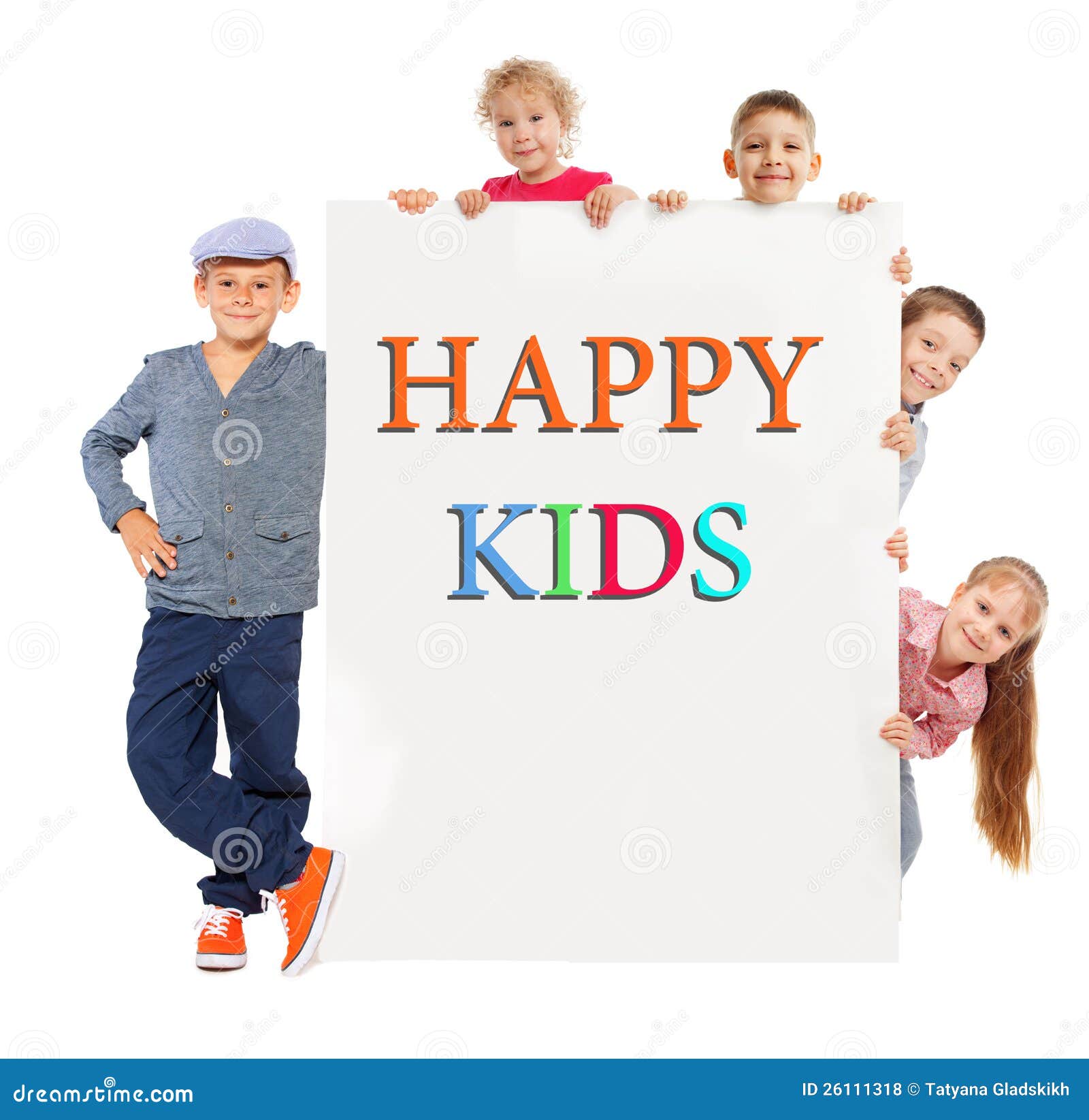 Kids with placard stock photo. Image of camera, human 26111318