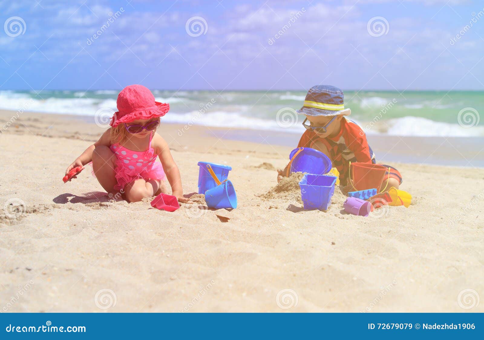 Kids Play with Sand on Summer Beach Stock Image - Image of sand, infant ...