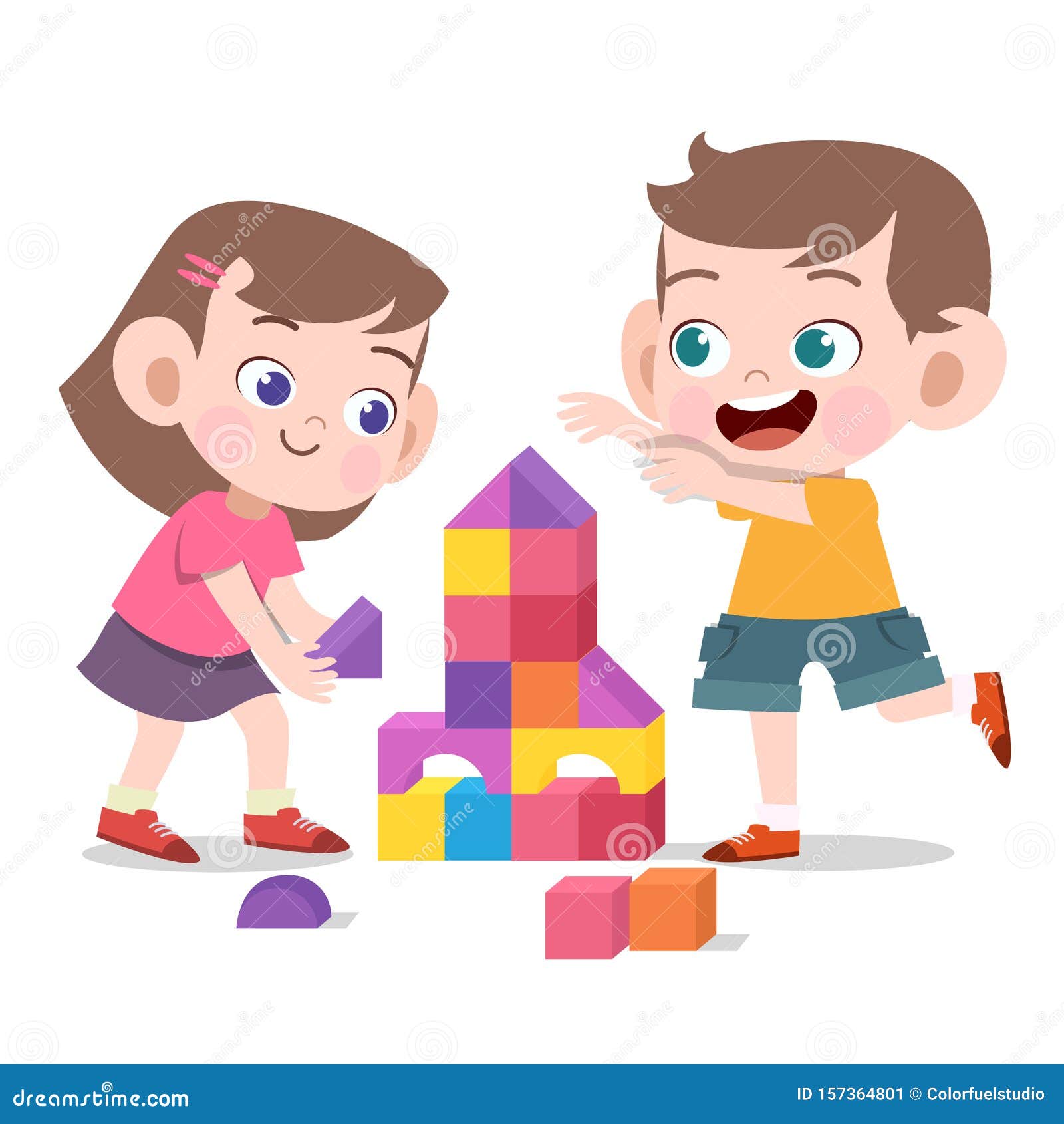 Kids playing with toys cartoon children play Vector Image