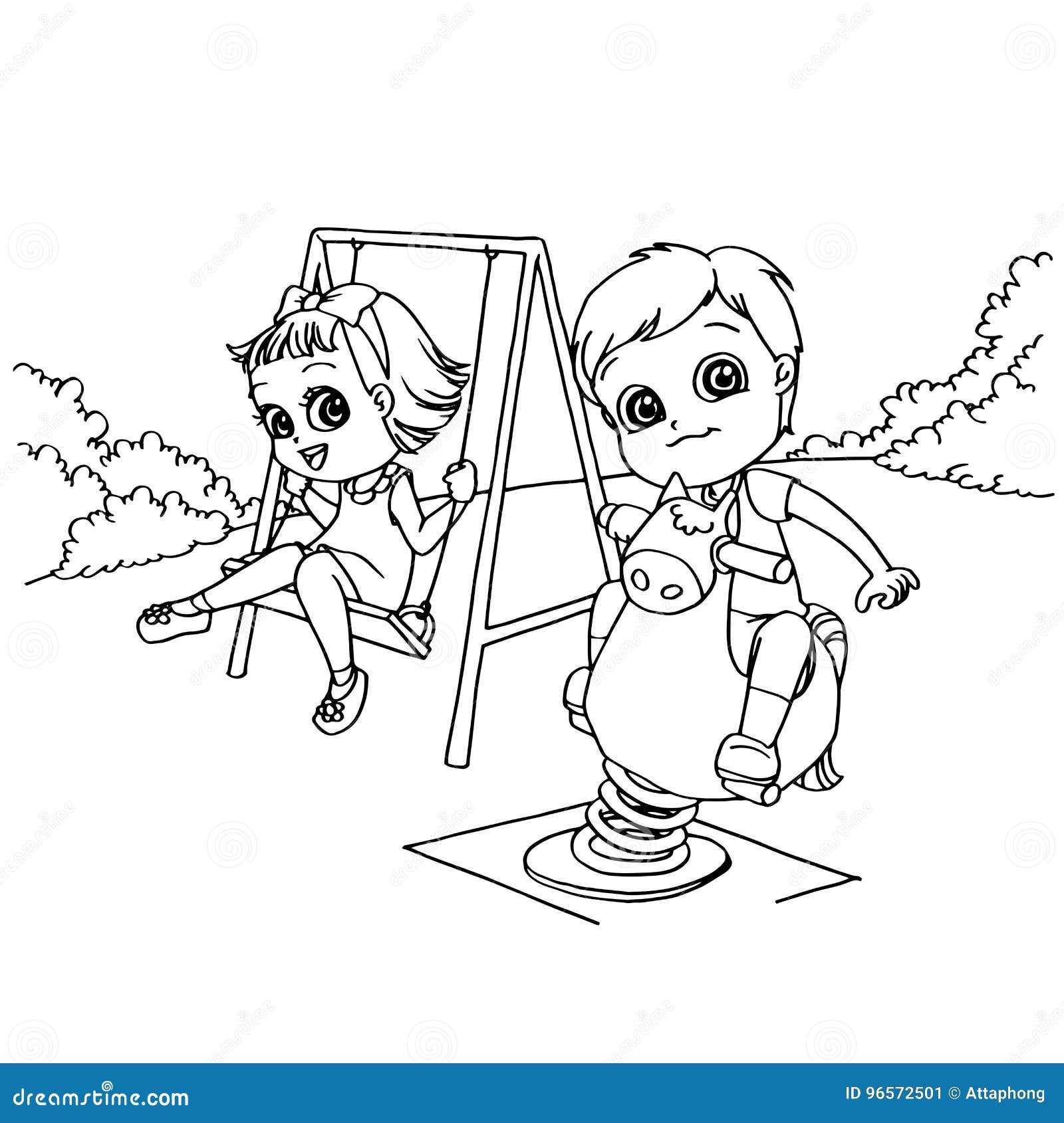 Kids At The Playground Cartoon Coloring Page Vector Stock Vector Kids At The Playground Cartoon Coloring Page Vector Stock Vector