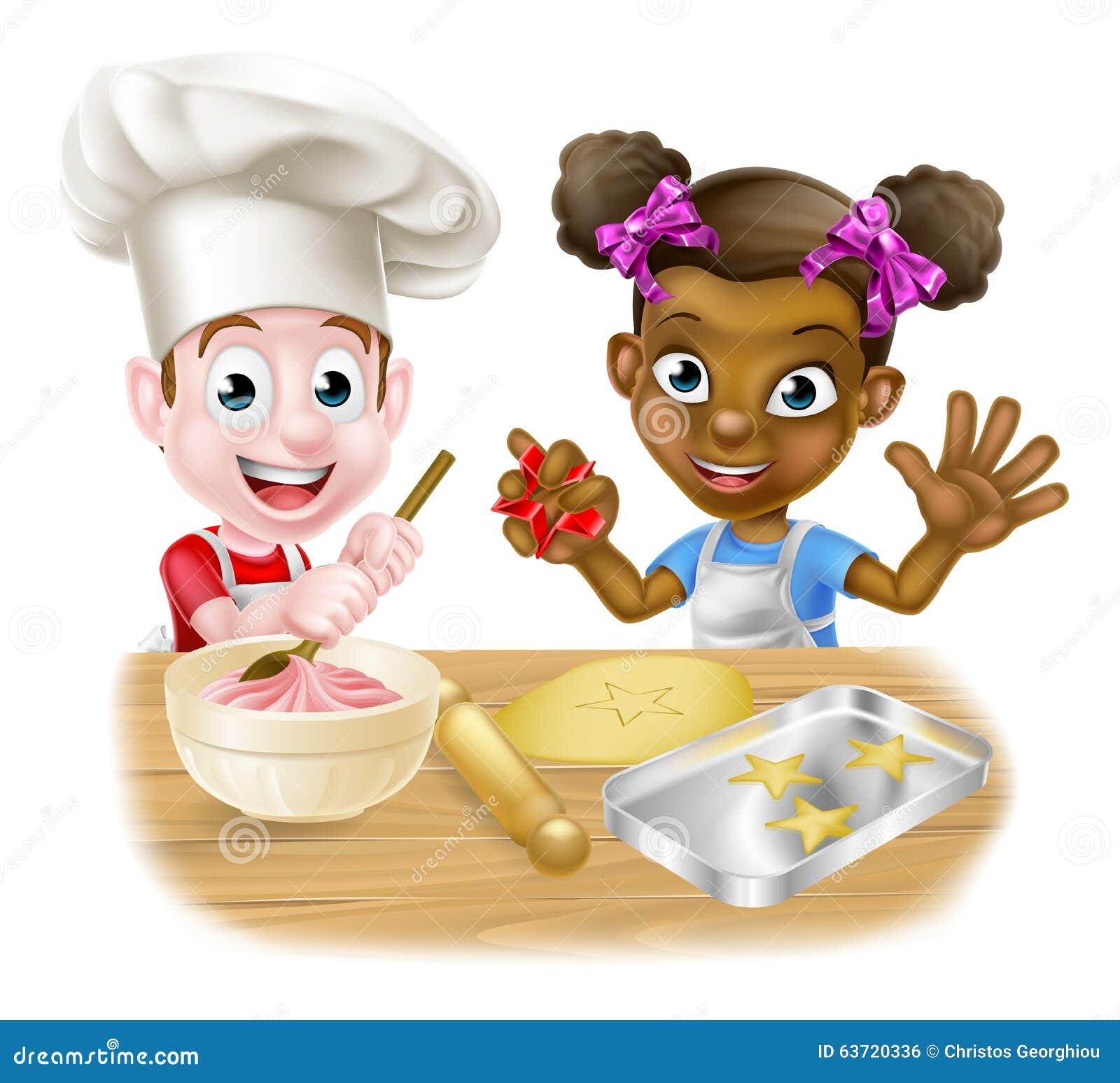 Kids Playing At Baking Stock Vector Illustration Of Afro 63720336