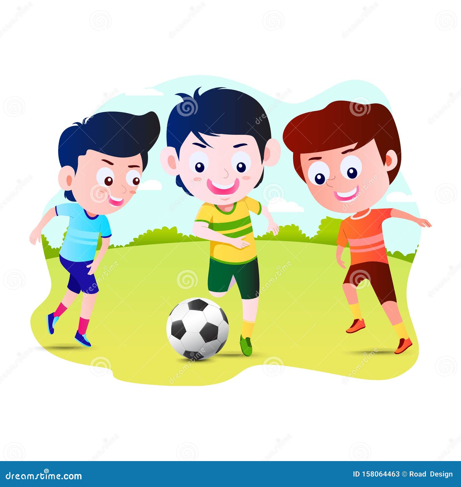 Kids Playing Football Cartoon Vector Illustration Stock Vector -  Illustration of kick, happy: 158064463