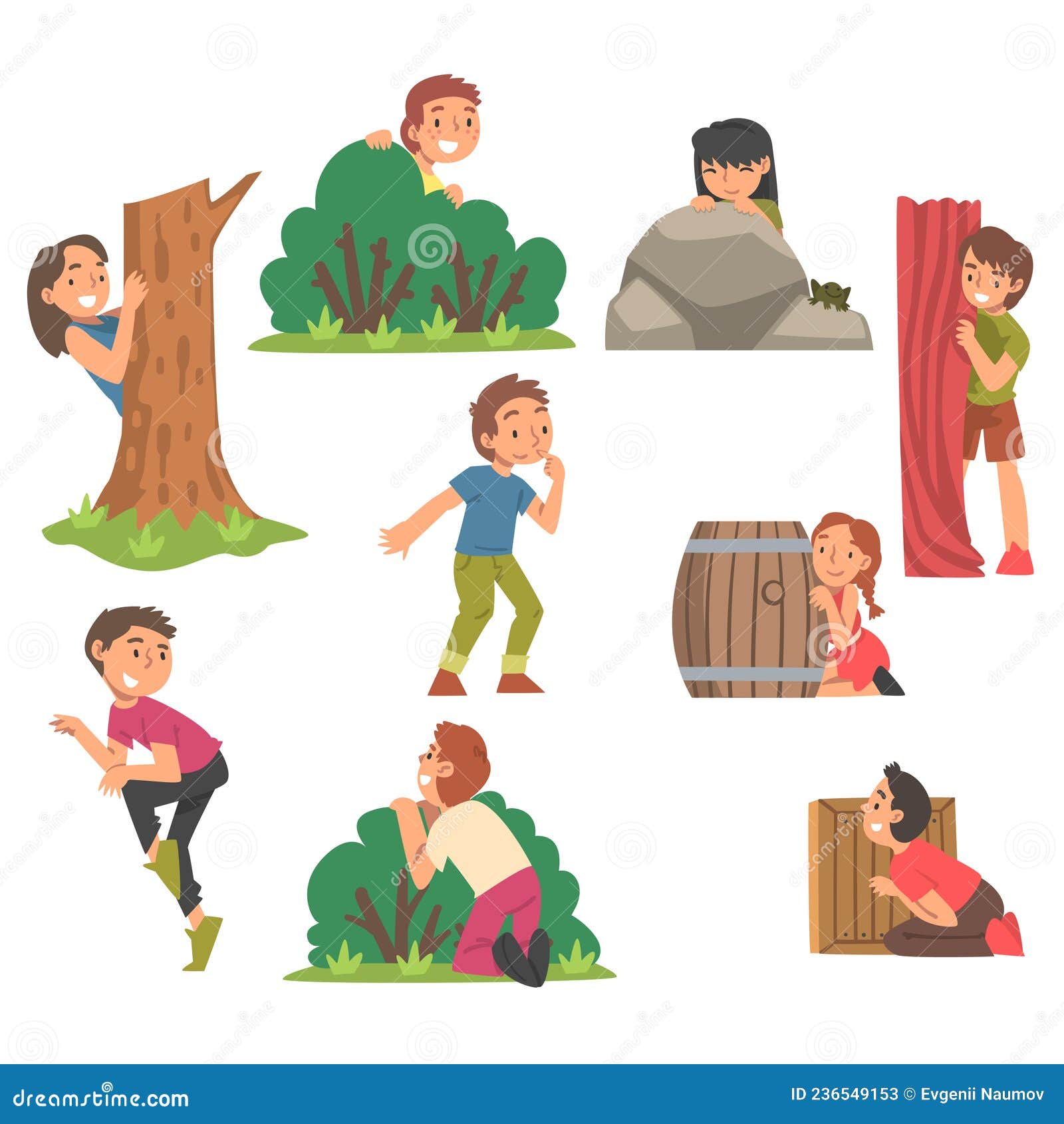 Vector illustration cartoon of children playing hide and seek in the park.  Stock Vector