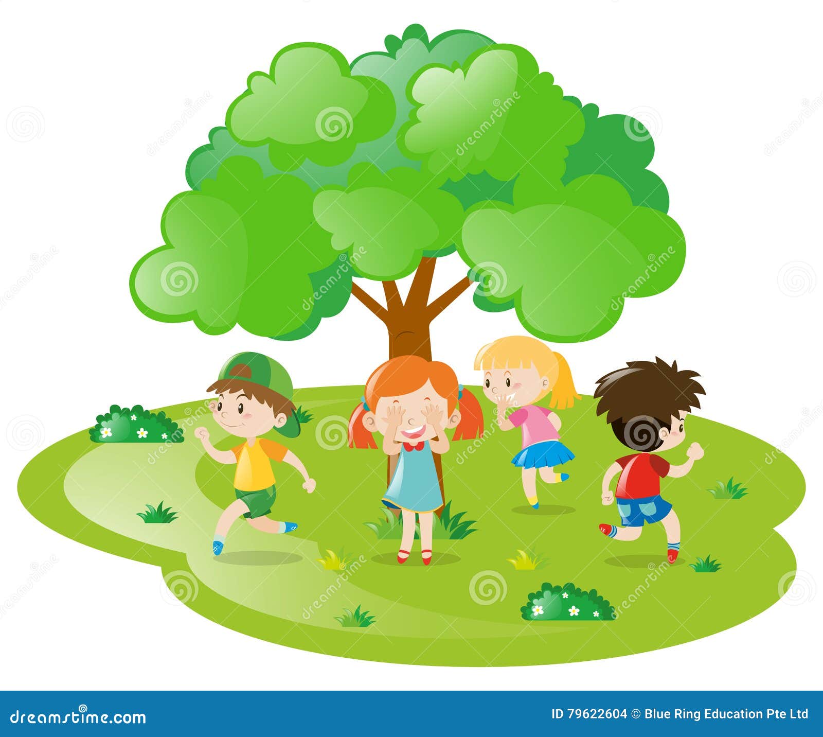 Kids Playing Hide and Seek in the Park Stock Vector - Illustration of cute,  clip: 79622604