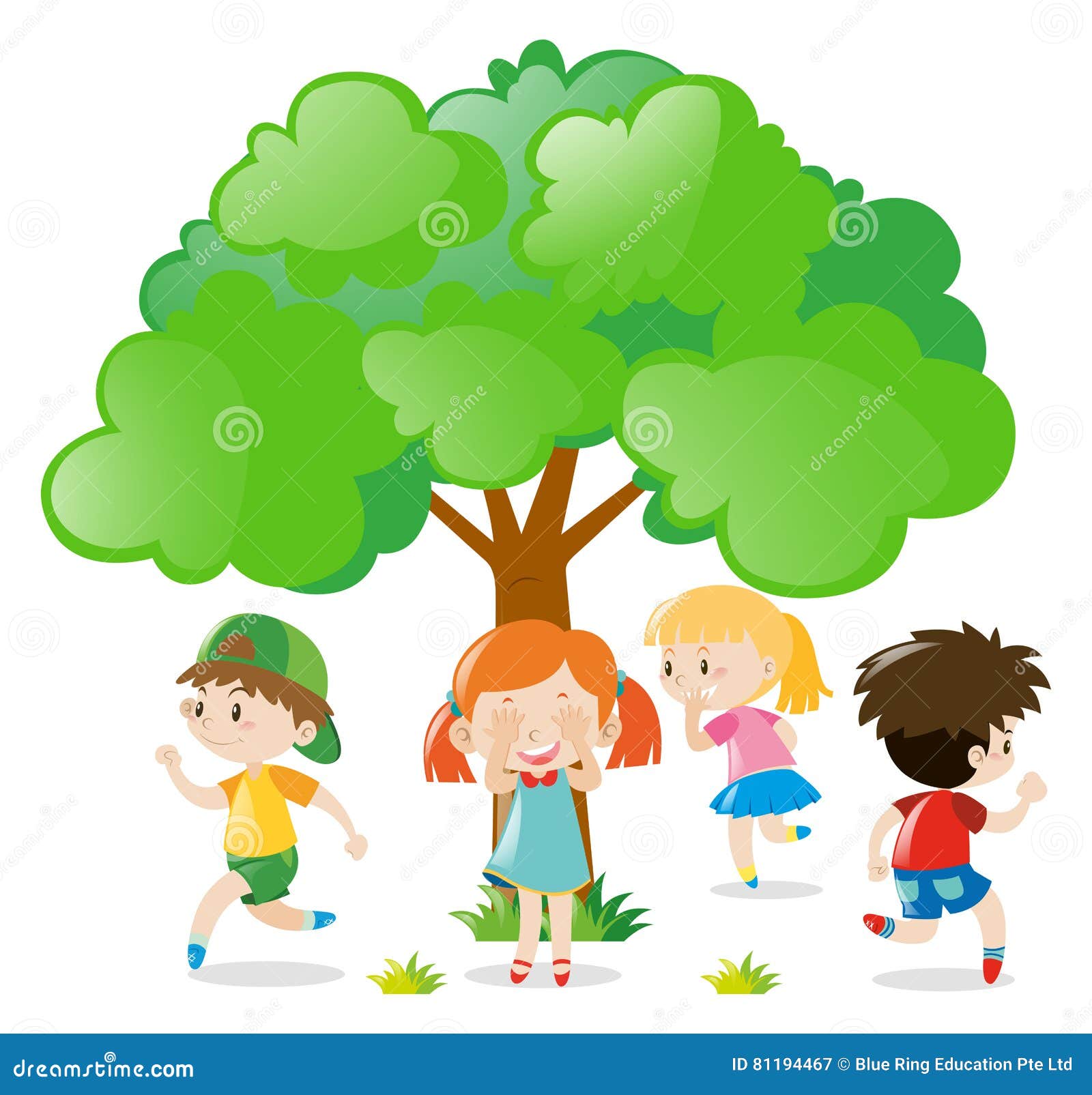 Children play in hide and seek game background Vector Image
