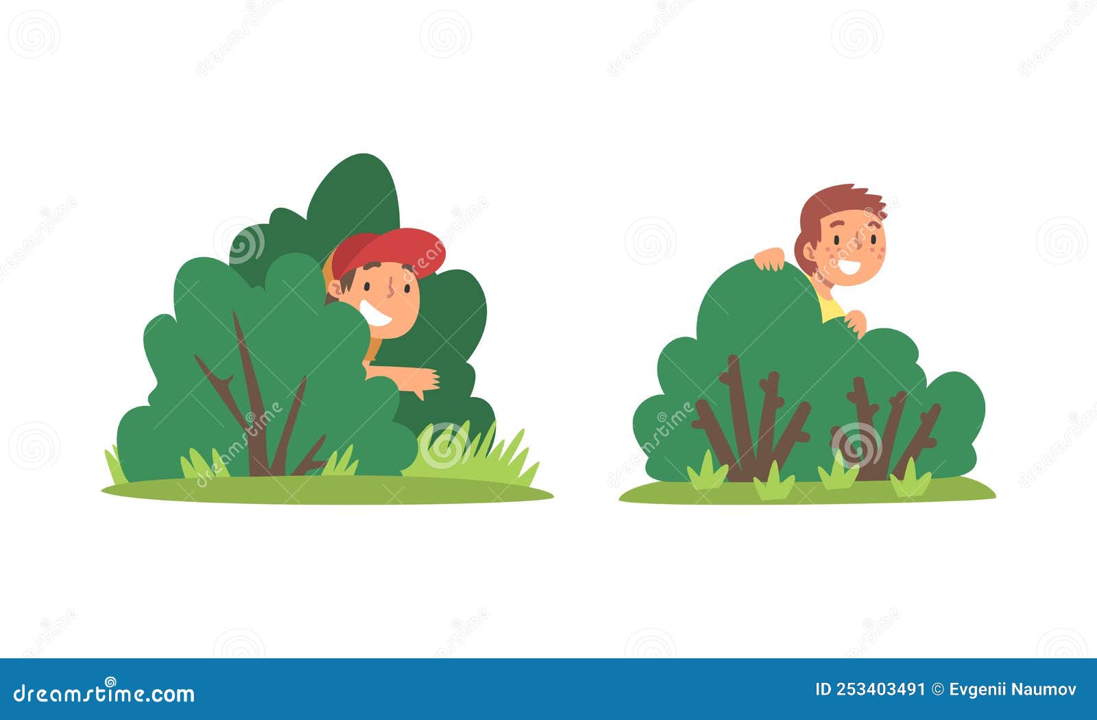 Kids playing hide and seek in the park Royalty Free Vector