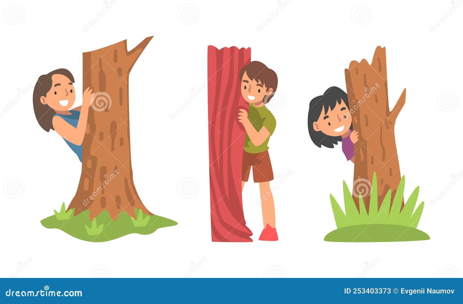 Kids playing hide and seek in the park Royalty Free Vector