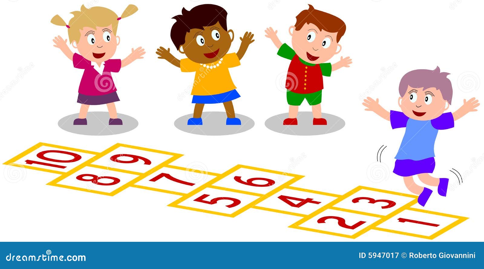 Kids Playing - Hopscotch Illustration 5947017 - Megapixl