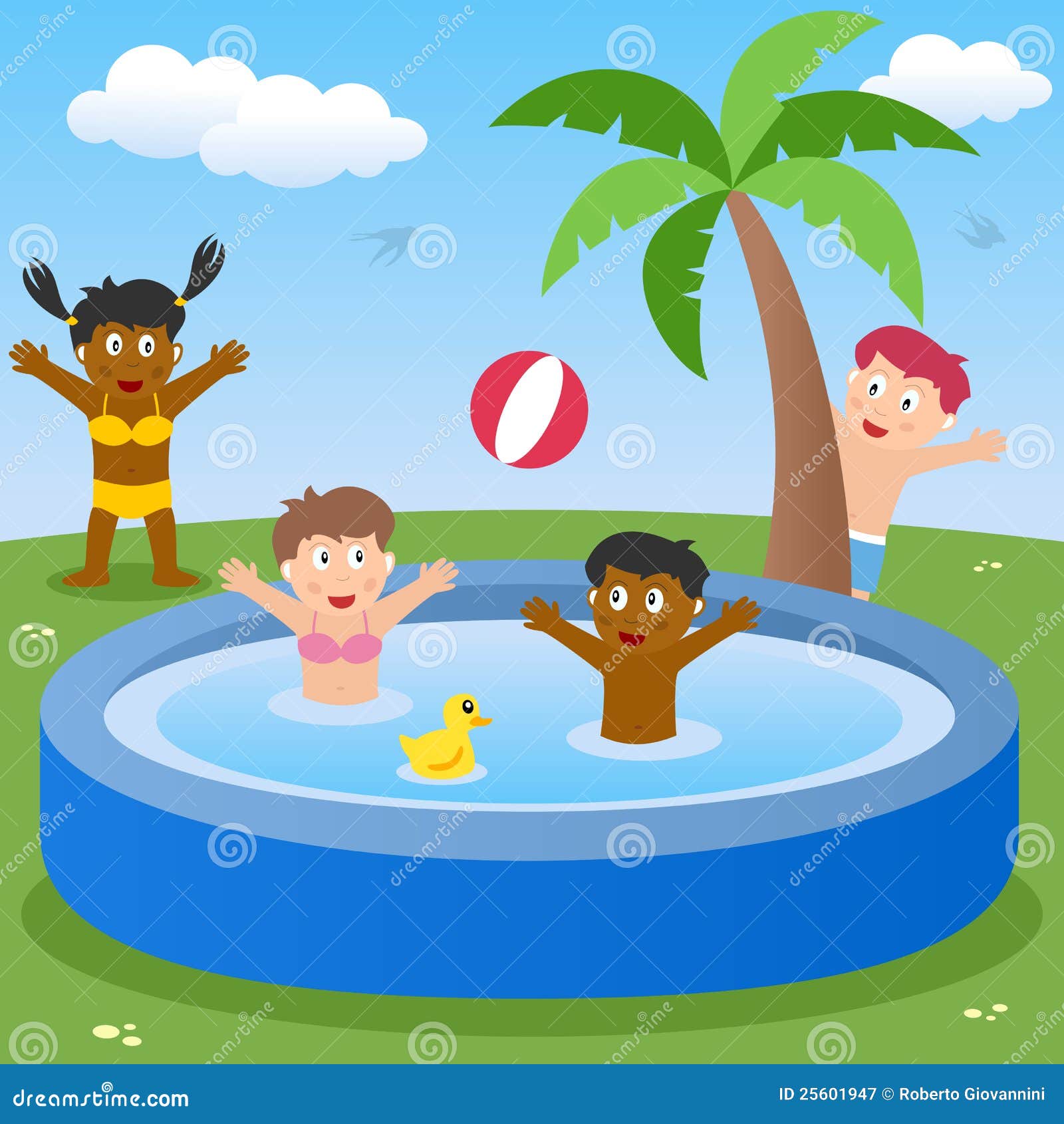 Swimming Clipart-kids enjoying playing inside swimming pool clipart