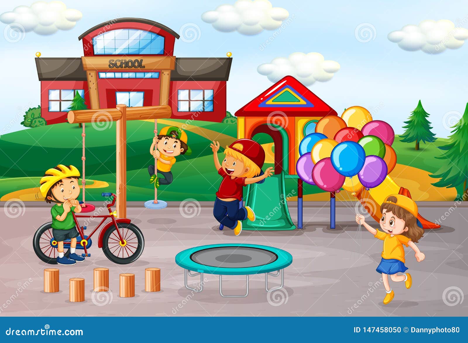 Kids Playing School Playground Stock Illustrations 1564 Kids Playing