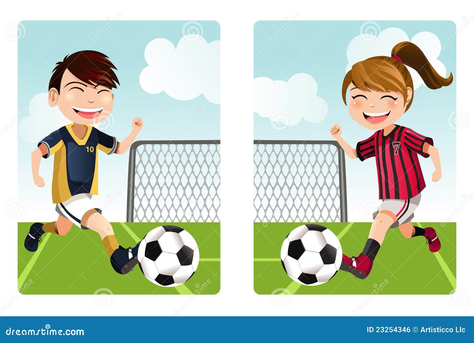 kids playing soccer clipart