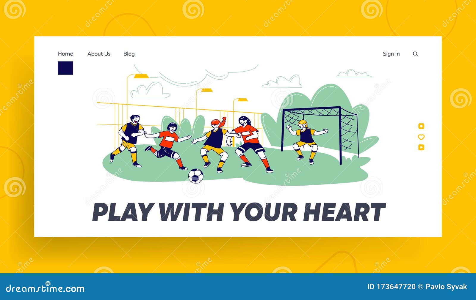 Kids Playing Soccer Website Landing Page