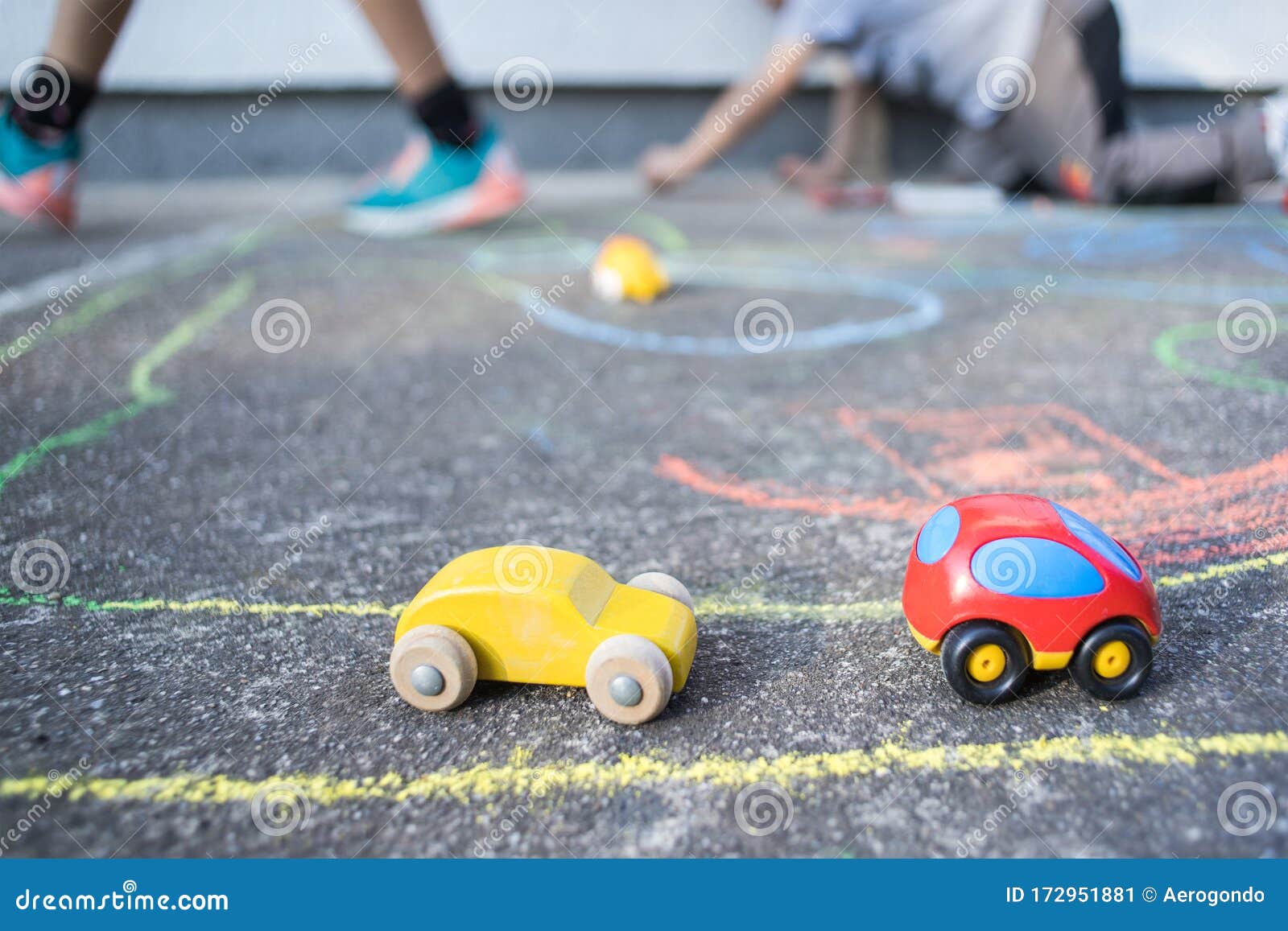 Kids Playing with Tiny Car Toys on the Playground Stock Image Image