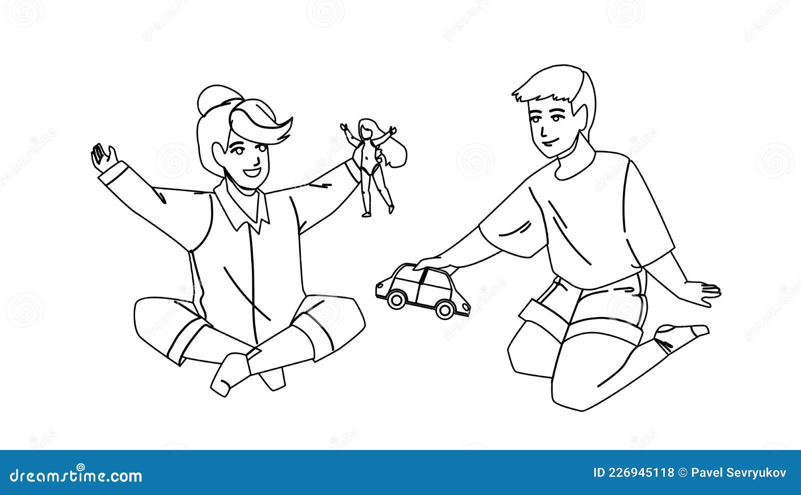 Kids Playing with Toys in Kindergarten Vector Stock Vector
