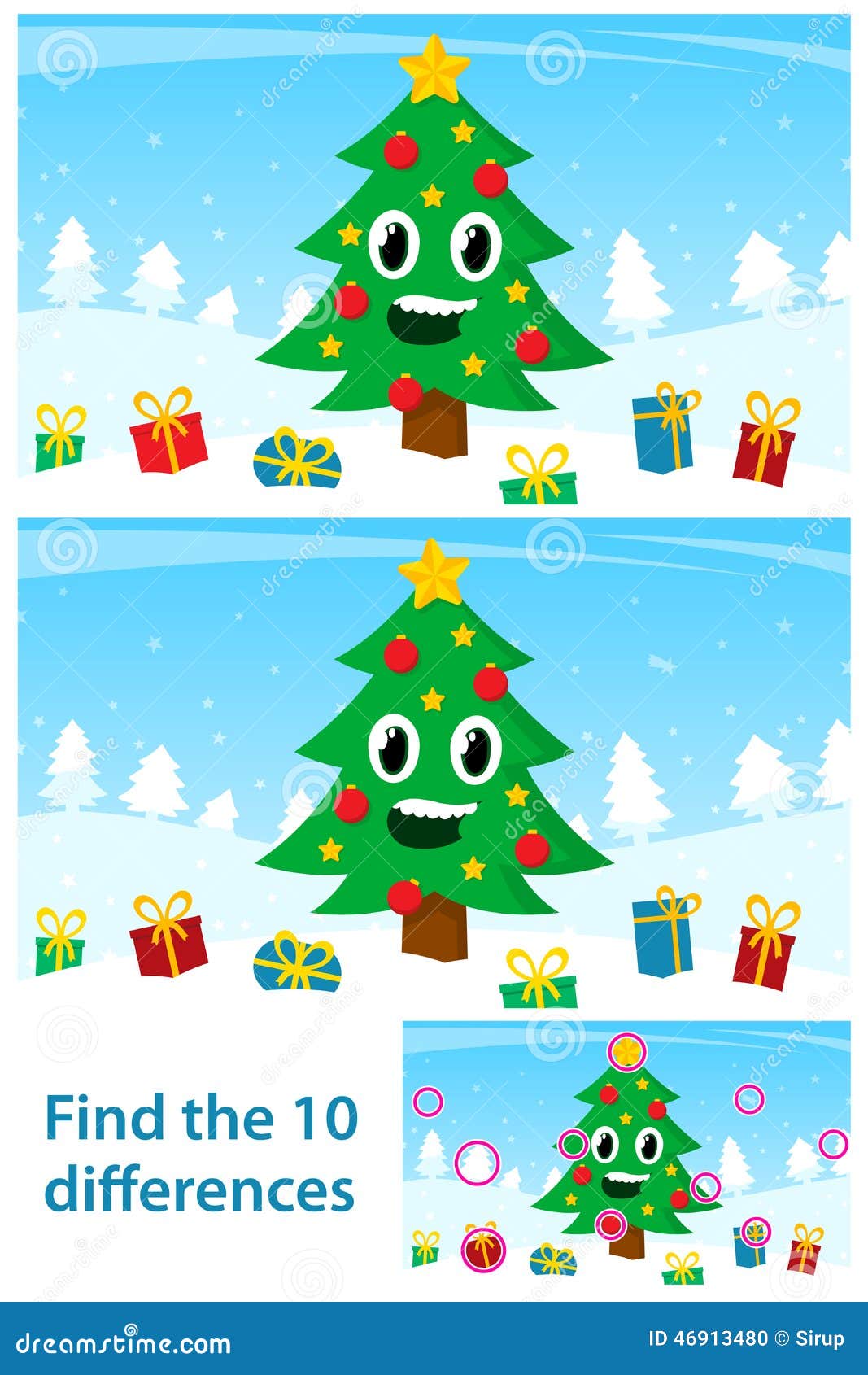 Kids Puzzle With A Happy Christmas Tree Stock Vector 