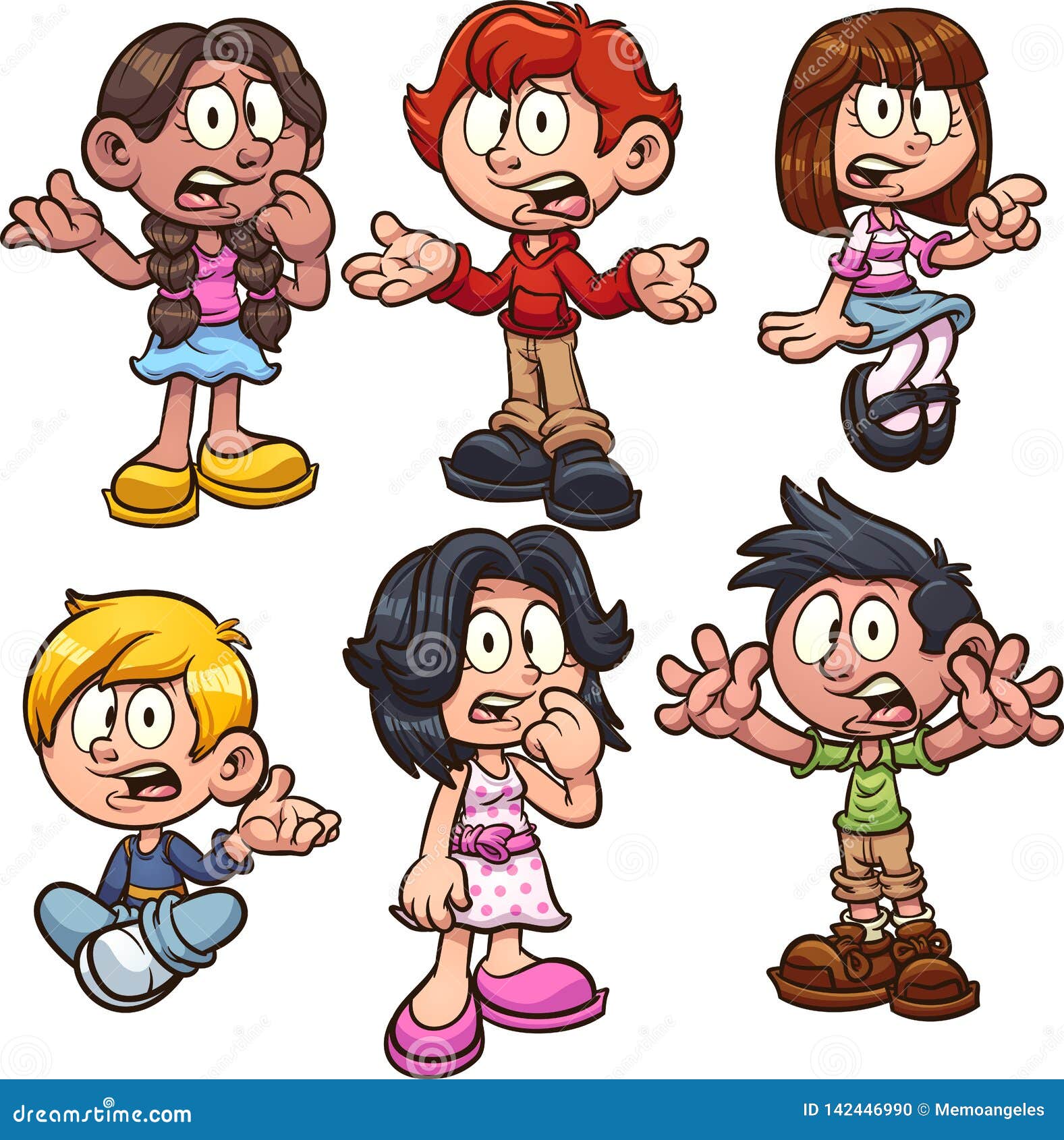 Cartoon Kids Talking and Asking Questions Stock Vector - Illustration