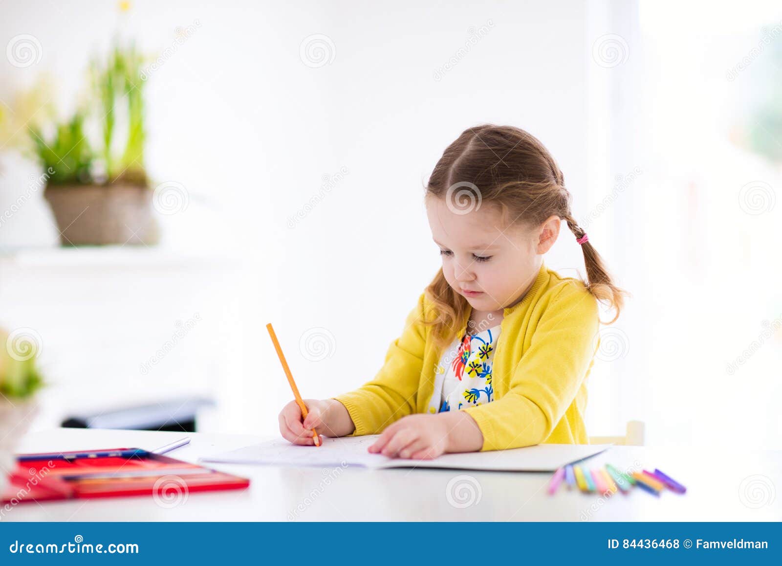 kids read, write and paint. child doing homework.