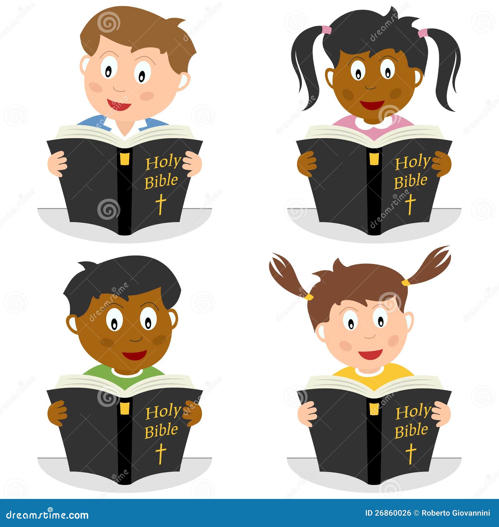 Kids Reading Bible Clipart