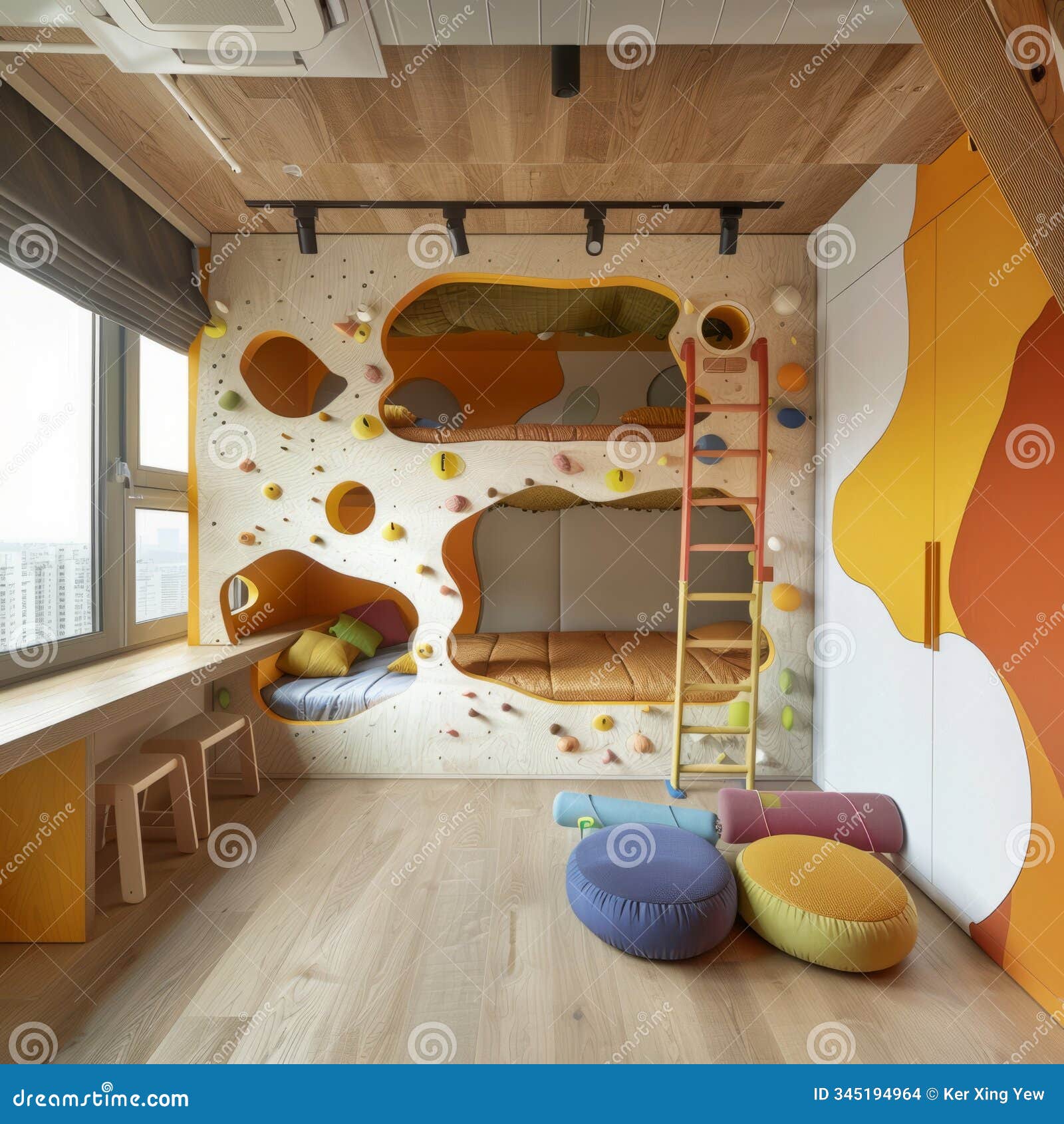 Kids Room with Innovative and Conceptual Decor. Stock Illustration