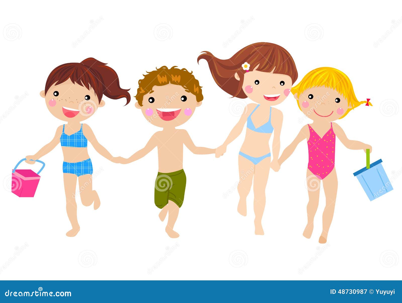 Download Kids running on the beach stock vector. Illustration of ...