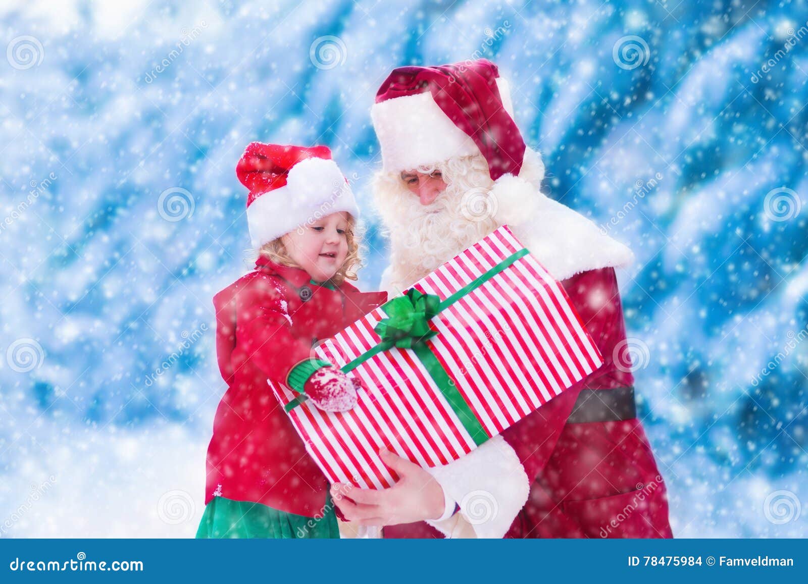 Kids and Santa with Christmas Presents Stock Photo - Image of holiday ...