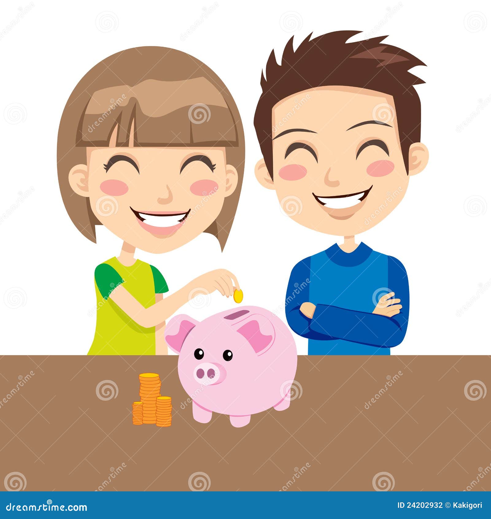 Kids Saving Money stock vector. Illustration of cartoon - 24202932