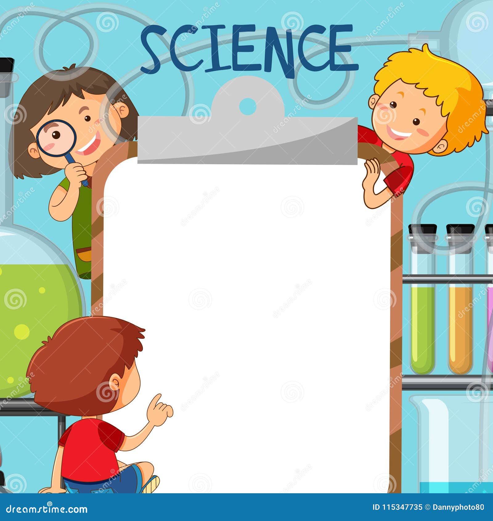 Kids In Science Note Template Stock Vector Illustration Of Text Little 115347735