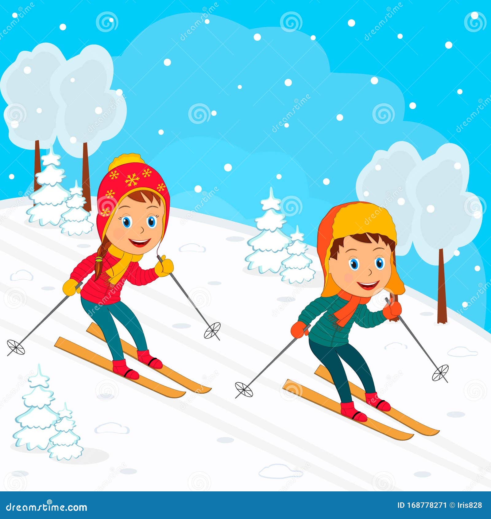 Фон зима лыжи для детей