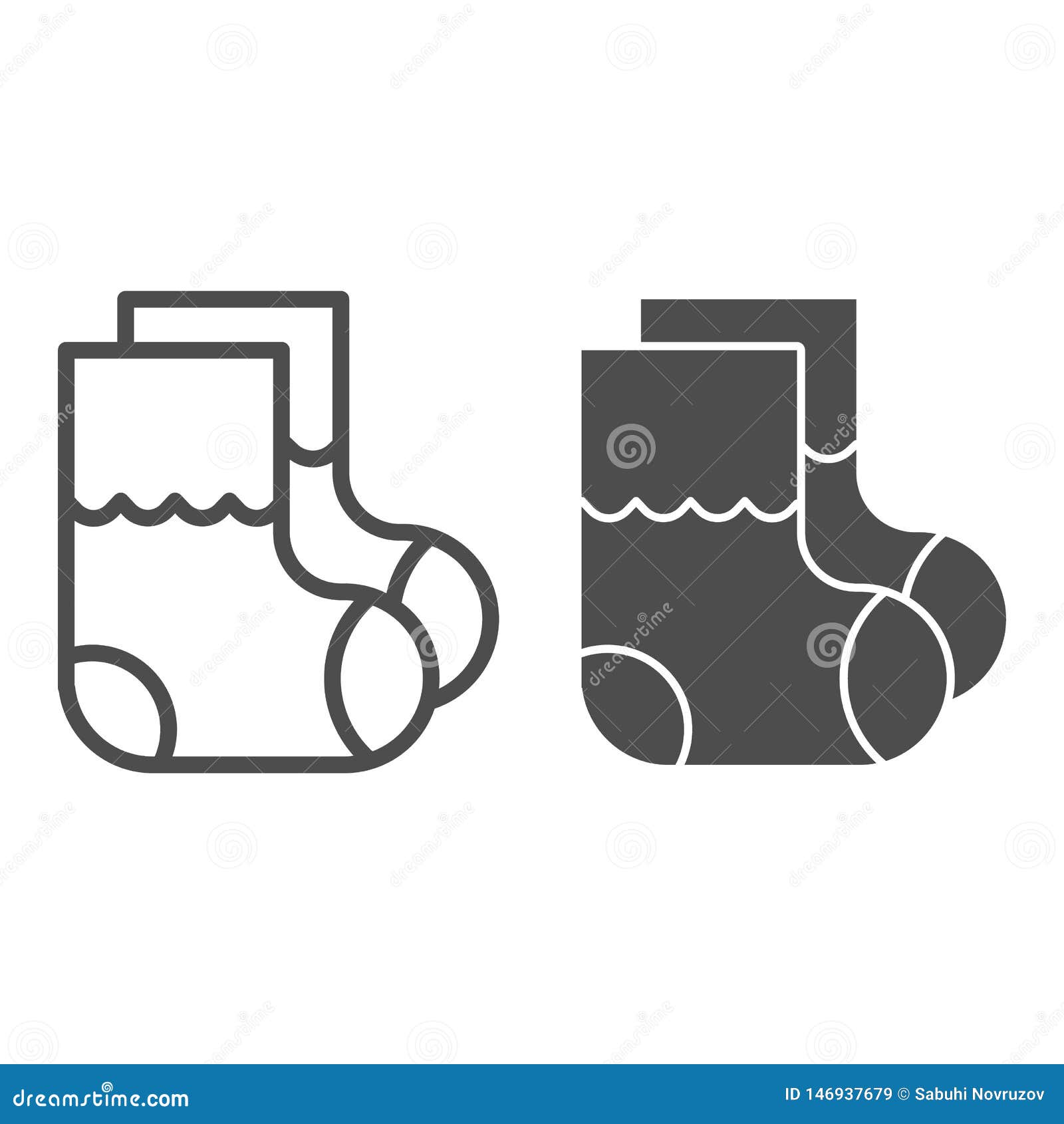 Kids Socks Line Icon. Baby Socks Vector Illustration Isolated on