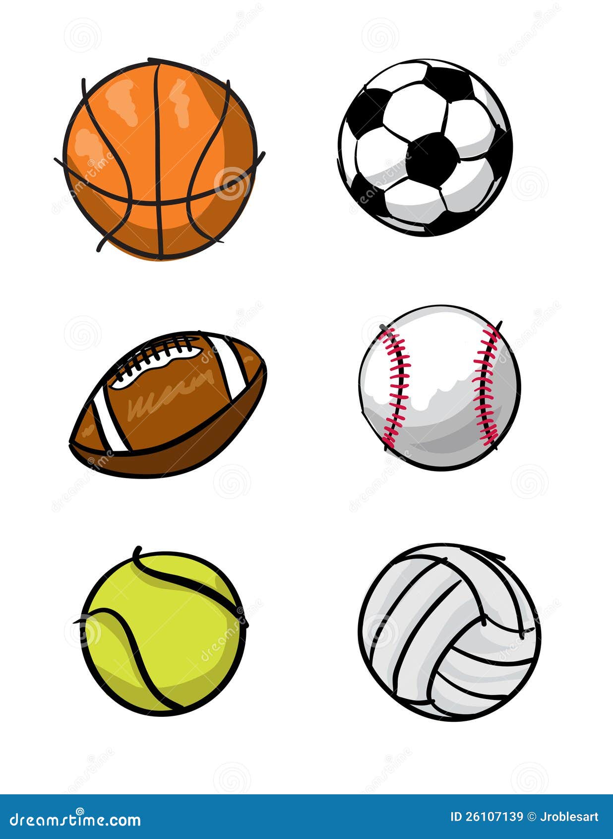 Kids sports balls. Various illustrations of Sports balls