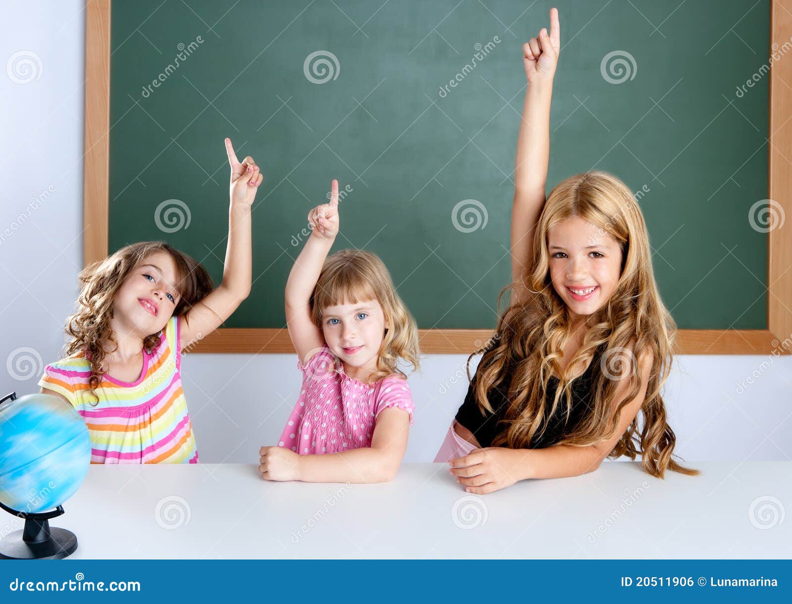 Kids Student Clever Girls In Classroom Stock Photo - Image of nerd, elementary: 20511906