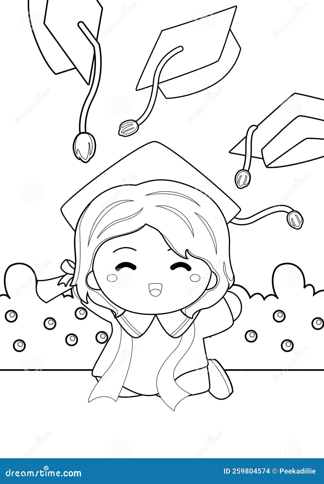 Kids Student Graduation Coloring Pages A4 for Kids and Adult Stock ...