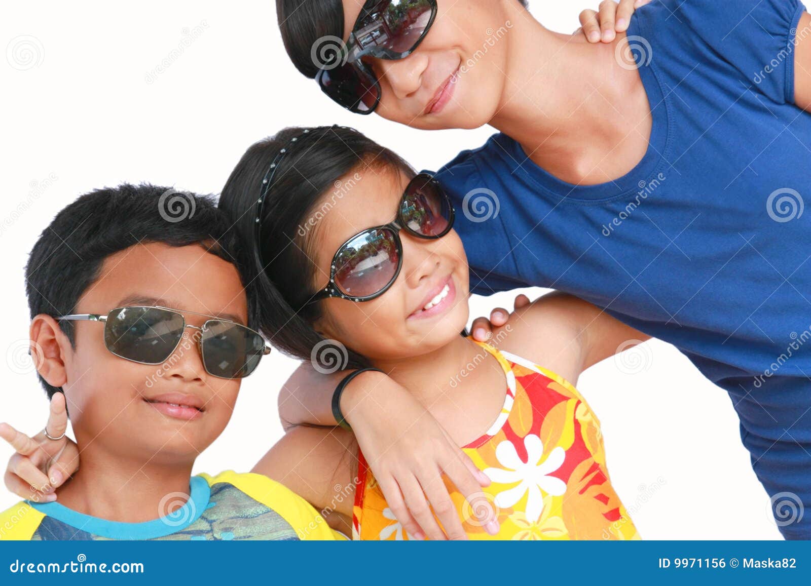 Kids in sunglasses stock photo. Image of happy, hugging 9971156