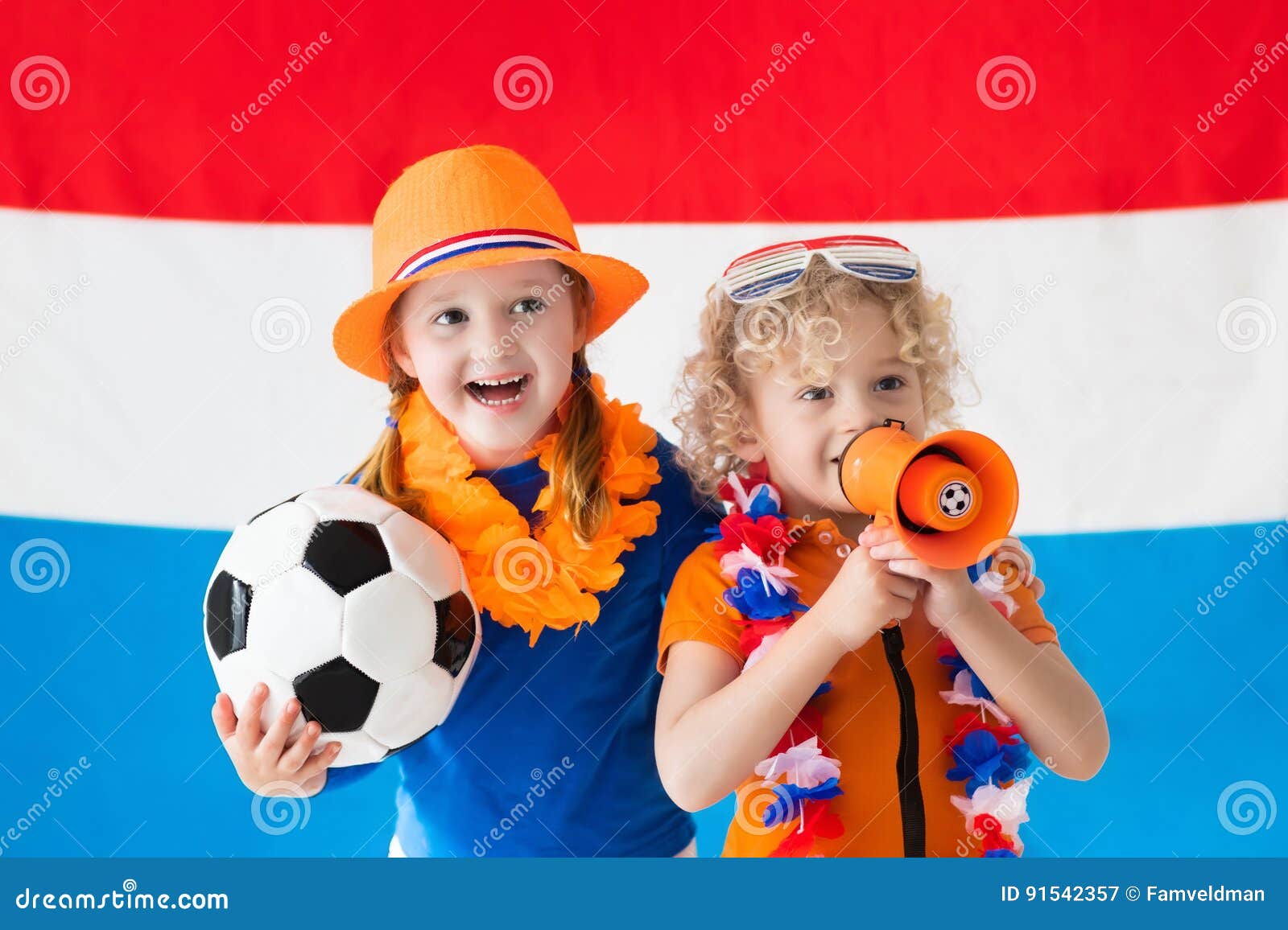 Kids Supporting Netherlands Football Team Stock Image - Image of ...