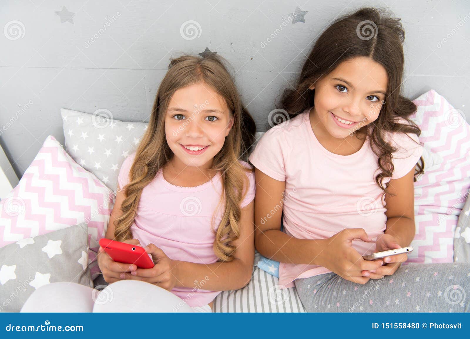 Kids Surfing Internet Mobile Application Social Networks. Modern ...