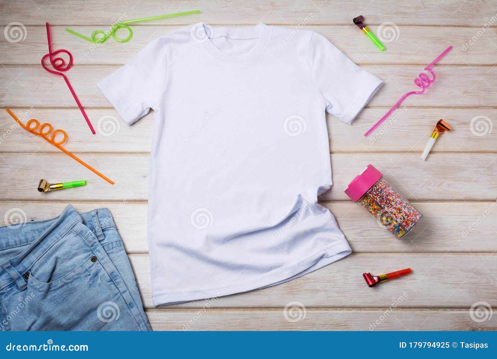 Download Kids T Shirt Mockup With Birthday Party Decor Stock Image Image Of Retail Shirt 179794925