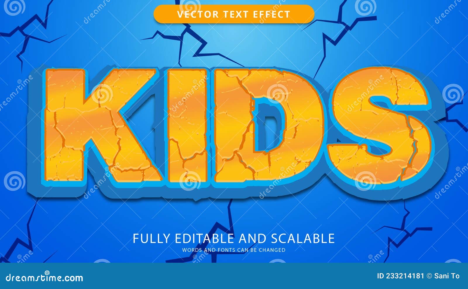 kids text effect editable eps file