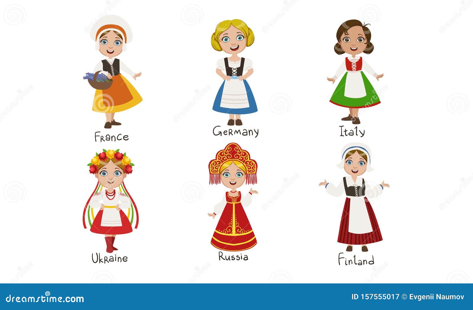 Kids in Traditional Costumes Set, France, Germany, Italy, Ukraine ...