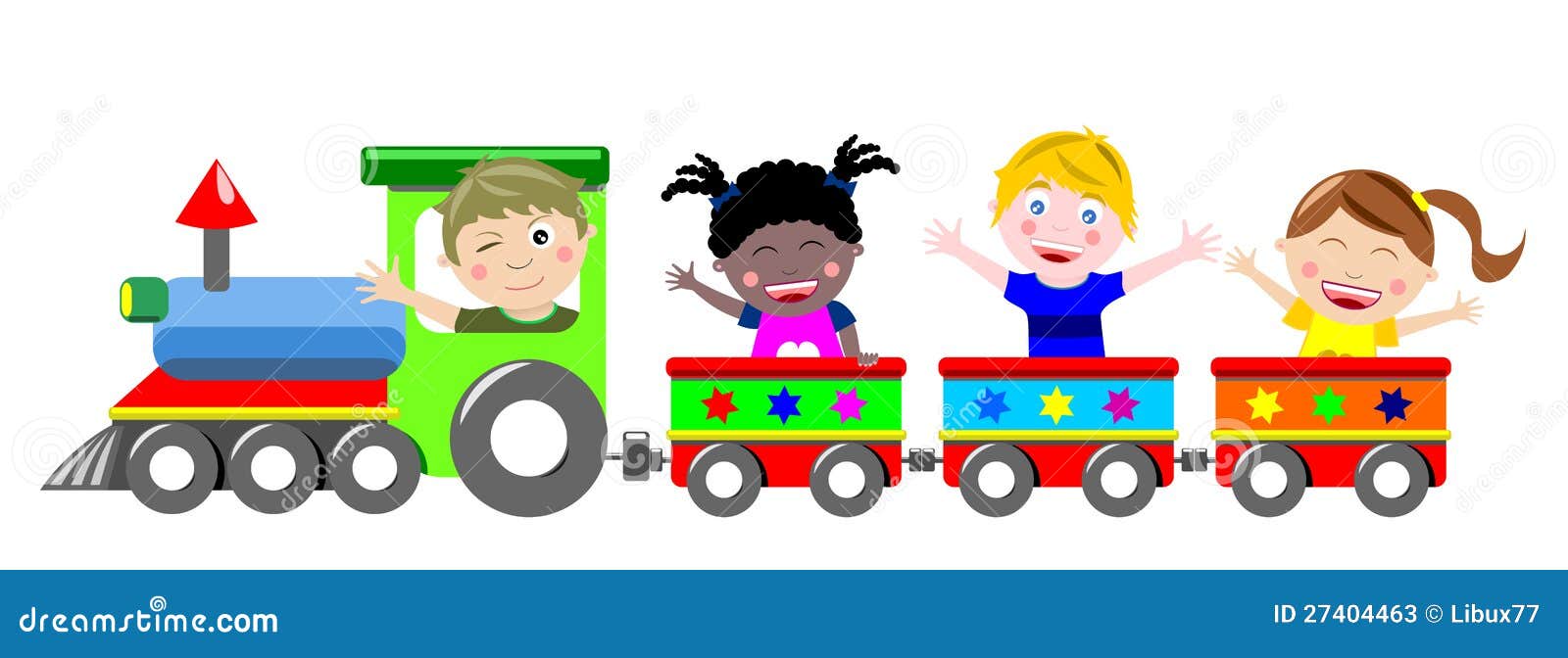 Happy Kids Children On Train Isolated Stock Photos Image 27404463