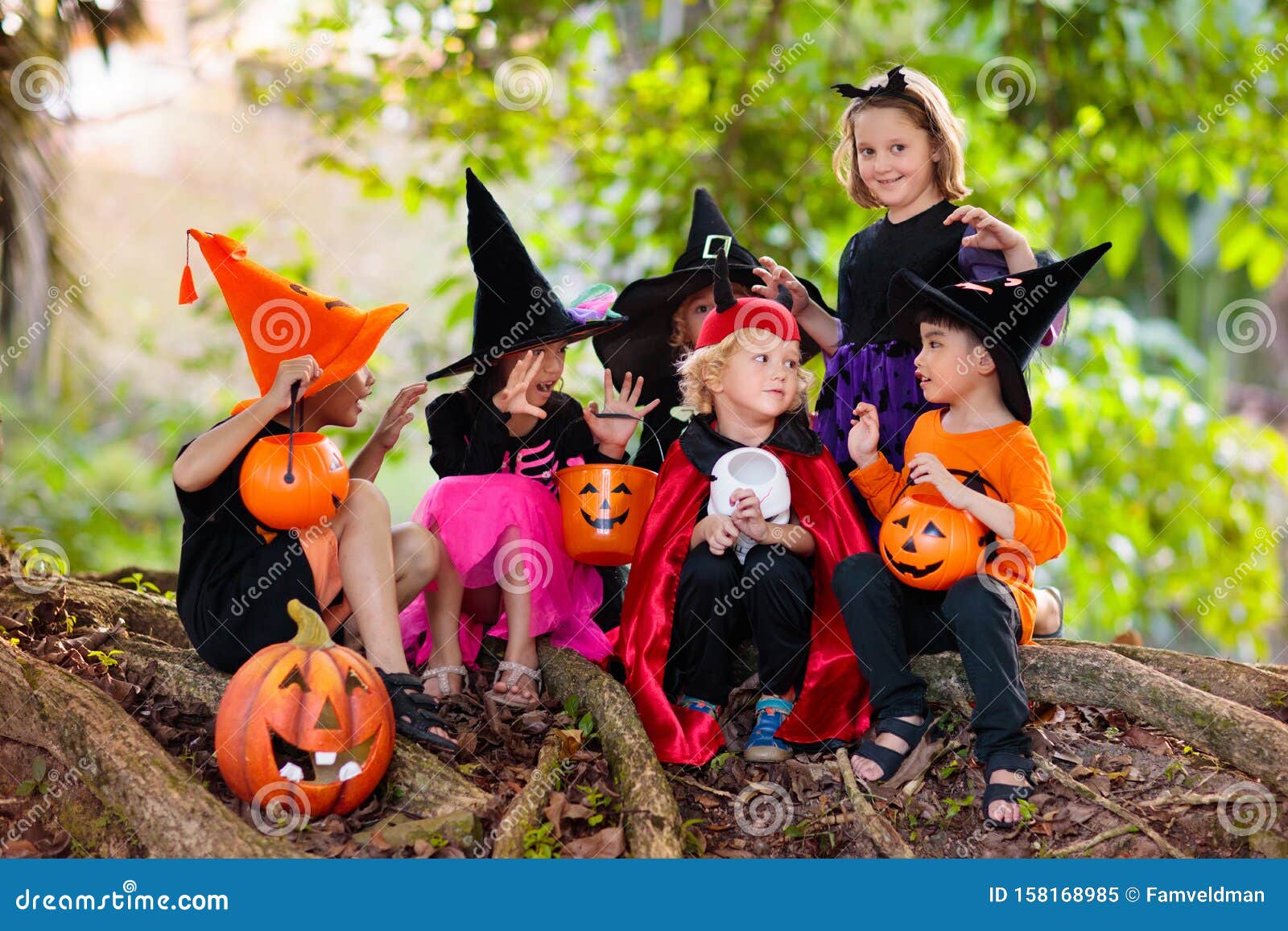 Kids Trick or Treat. Halloween Fun for Children Stock Image - Image of ...