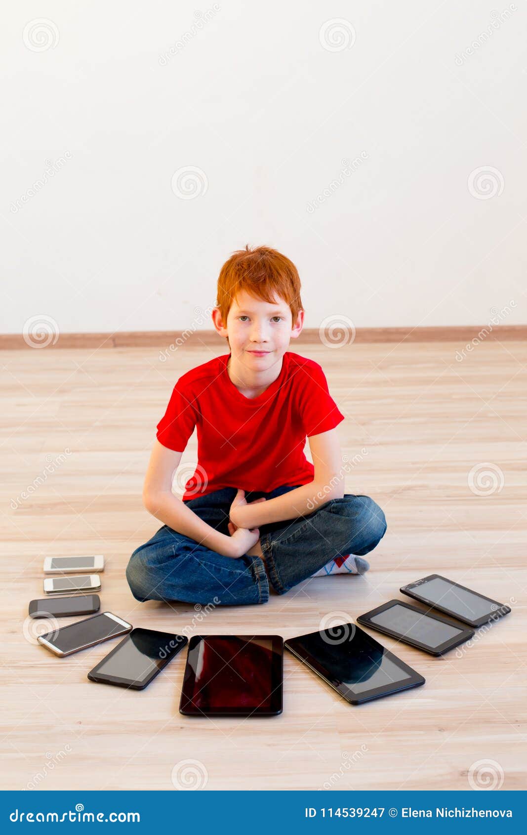 Kids Using Different Gadgets Stock Image Image of device, application