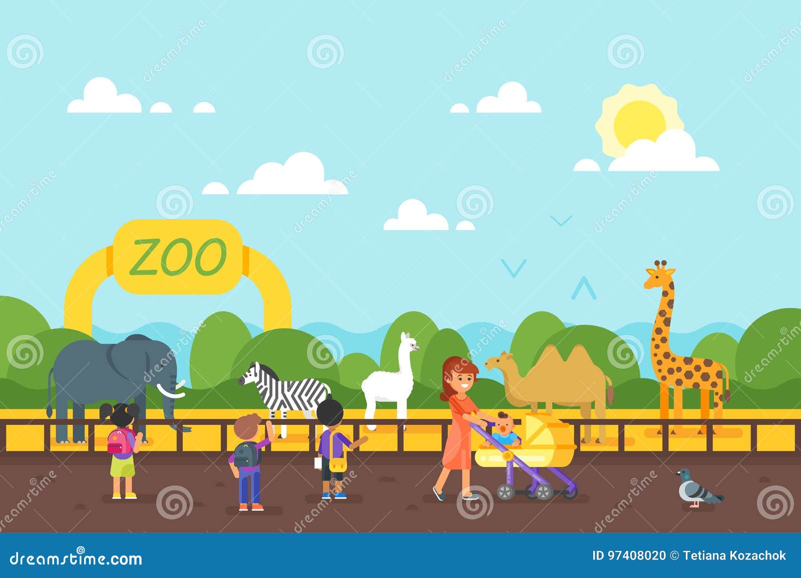 Teacher Take Children To The Zoo Stock Vector By ©MatoomMi, 41% OFF