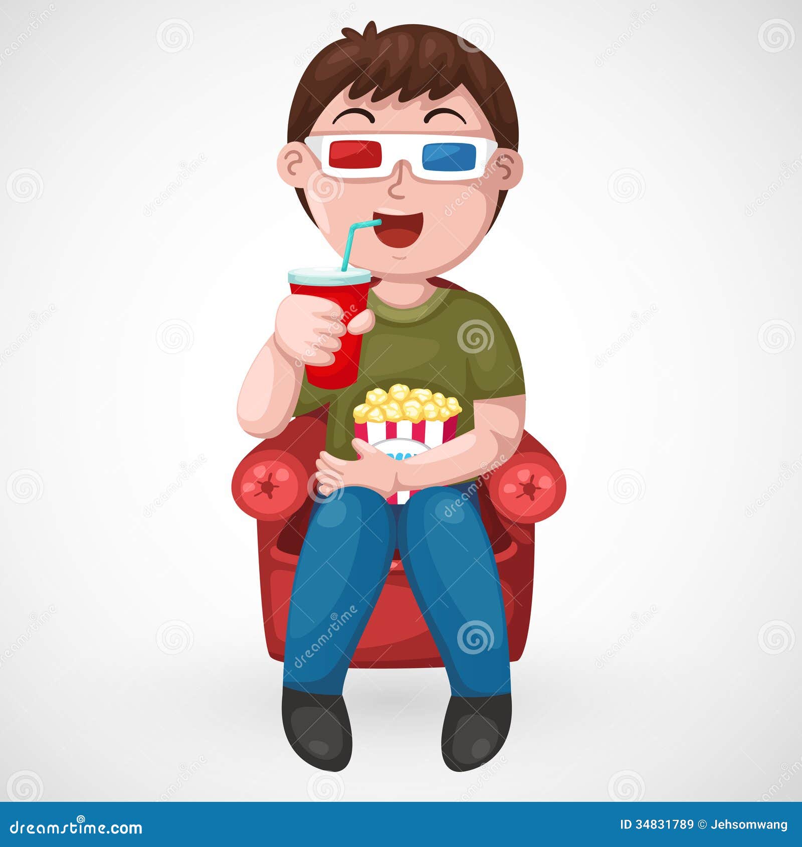 Kids Watching A Movie With 3d Glasses Stock Vector - Illustration of ...