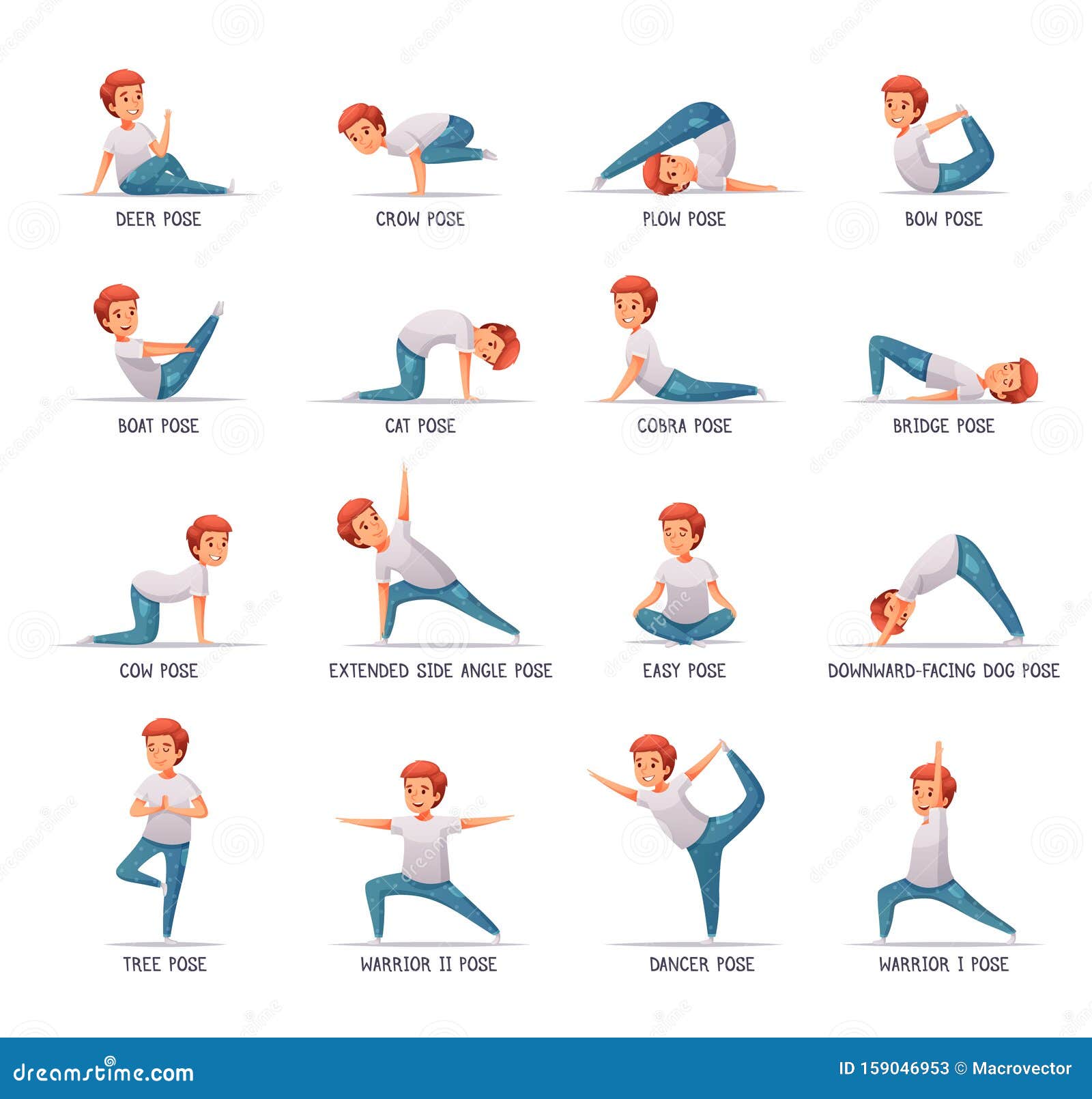 Kids Yoga Icons Set stock vector. Illustration of media - 159046953