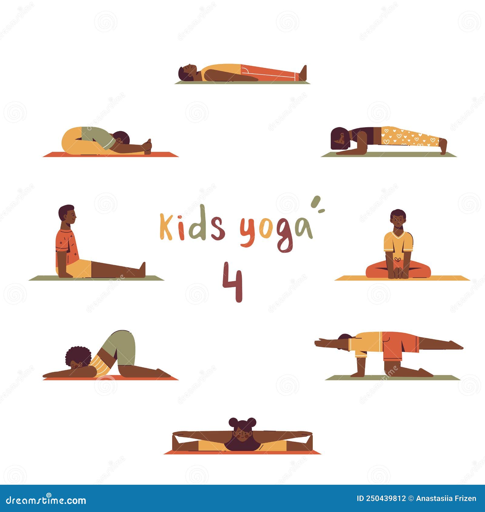 Kids Yoga Set. Gymnastics for Children and Healthy Lifestyle. Cartoon Kids  in Different Yoga Poses on Mat. 4 of 4 Stock Vector - Illustration of  practicing, international: 250439812