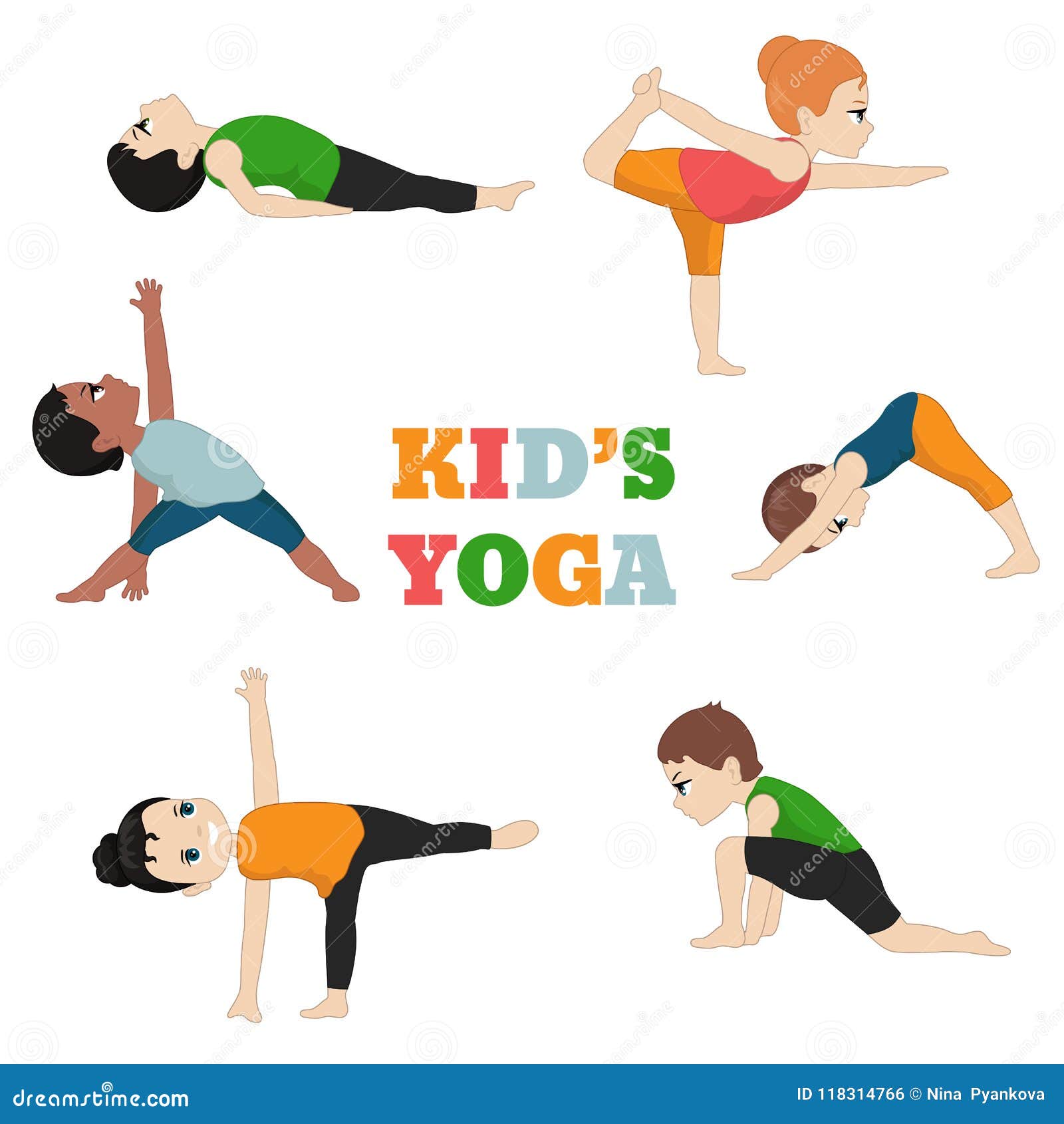 Kids doing yoga. stock vector. Illustration of athletic - 118314766